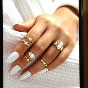 6pc Ring Set Gold Cute Crystal Diamond Trendy